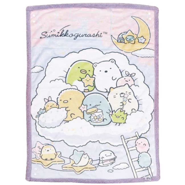 Santan Sumikko Gurashi Starry Sky Pattern, Purple, 4-Way Blanket, 27.6 x 39.4 inches (70 x 100 cm), Character, Throw, Waistband, Shawl, Bolero Style