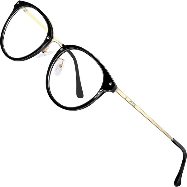 ATTCL Unisex Blue Light Blocking Glasses Women Men Anti Eye Strain Round Computer Gaming Reading Glasses 19702 GOLD