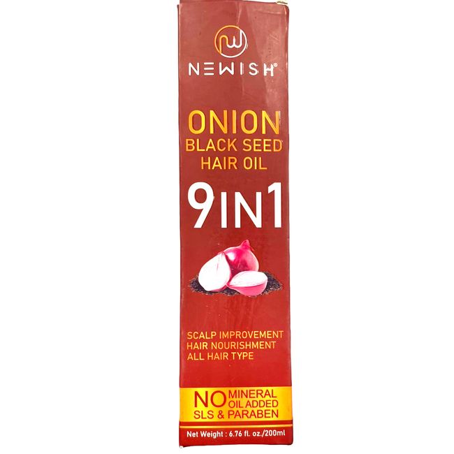 Newwish Red Onion Black Seed Hair Oil, For Stronger & Silky Hair, 6.76 fl oz