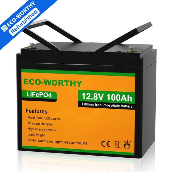 ECO-WORTHY 12V 100Ah Battery Lithium LiFePO4 Battery  Certified Refurbished