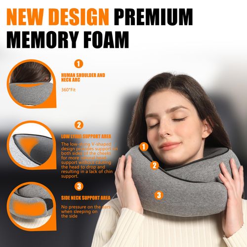 Almalls Travel Pillow Memory Foam Neck Pillow Support Pillow,Luxury Compact & Lightweight Quick Pack for Camping,Offices,Sleeping Rest Cushion,Portable Plane Accessories