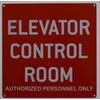 Elevator Control Room Sign (Red,10X10,Aluminium Rust Free)