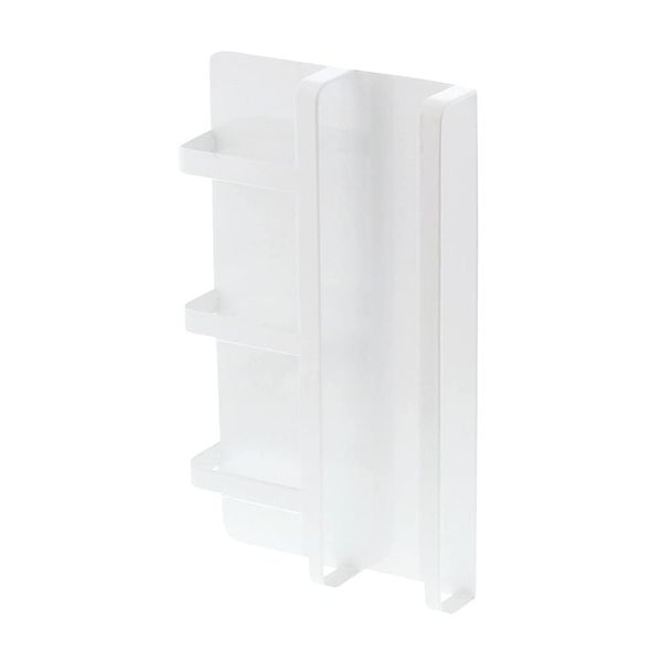 Yamazaki 3501 Magnetic Refrigerator Side Recipe Rack, White, Approx. W 7.1 x D 1.8 x H 12.4 inches (18 x 4.5 x 31.5 cm), Tower Magazine, Recipe Book, Magazine Rack