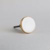 White Gold Round Flat Enamel Knob Handle Cupboard Drawer Pull Bertie Bombay Duck