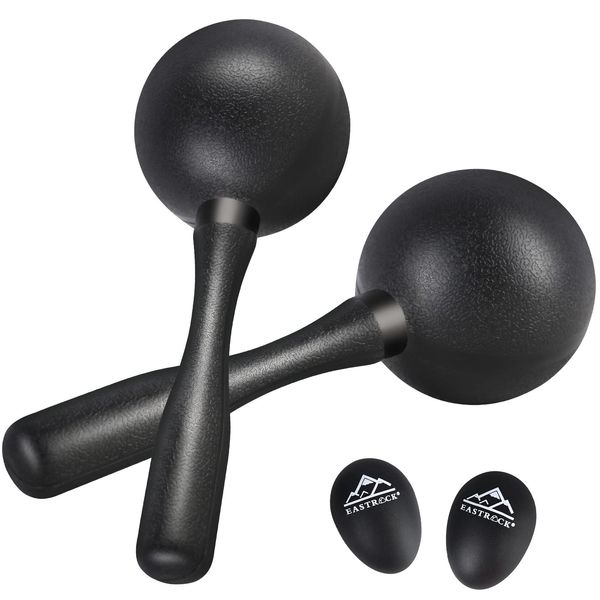 EASTROCK Maracas Shaker Rattles ABS Sand Hammer Hand Percussion Rattles for Kids & Adults, Great Percussion Instrument for Live Performance and Band Accompaniment, Black