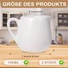 LATRAT Ceramic Milk Jug, 100 ml, White, Pitcher, 2 in a Pack