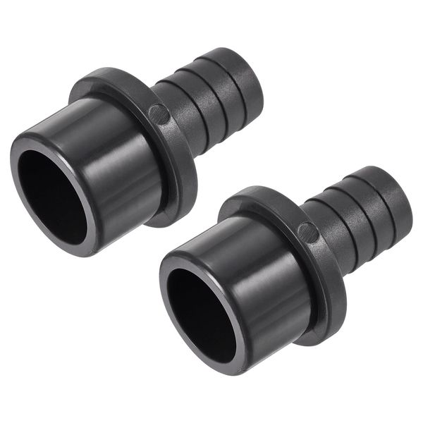 sourcing map PVC Pipe Fitting 20mm Barbed x 32mm OD Spigot Straight Tube Adapter Hose Quick Connector, Black Pack of 2