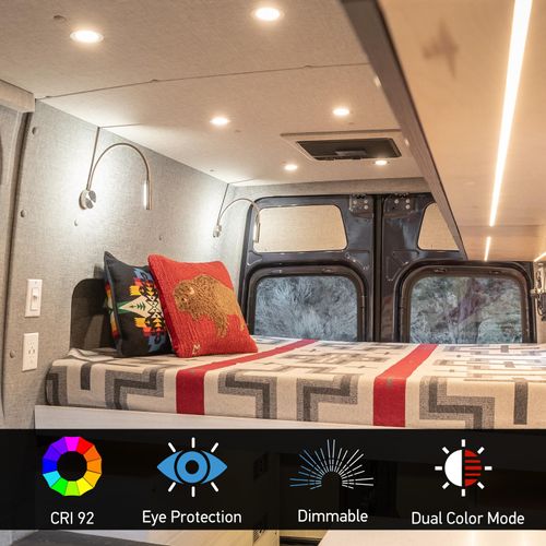 acegoo RV LED Reading Light 12V Flexible Gooseneck Wall Lamp for RV Boat Camper Van Bedside or Seat Reading, Inbuilt USB Charger & Red Night Light DC12-24V Hard-Wired