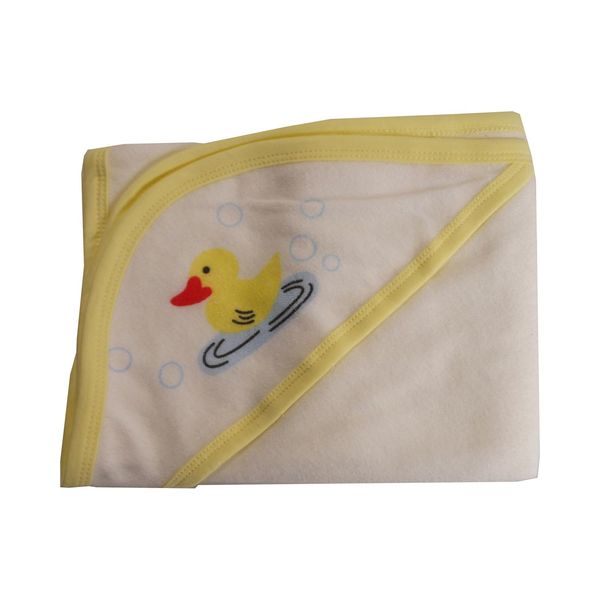 bambini Hooded Towel with Yellow Binding and Screen Prints