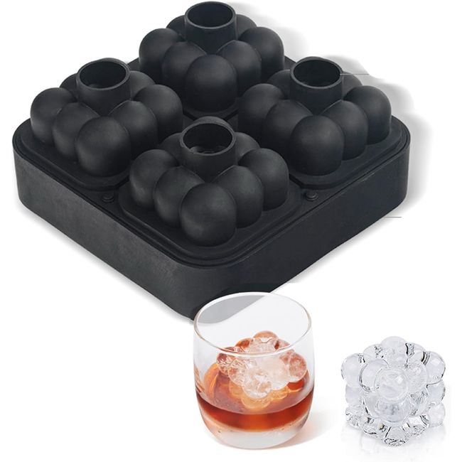 Silicone Ice Cube Tray with Lid Ice Maker Ice Maker Container Soft Leak Proof Ice Cube Tray with Lid Silicone Mold for Tea and Liquor Ice Maker Easy Take Out 2 Pack (Black)