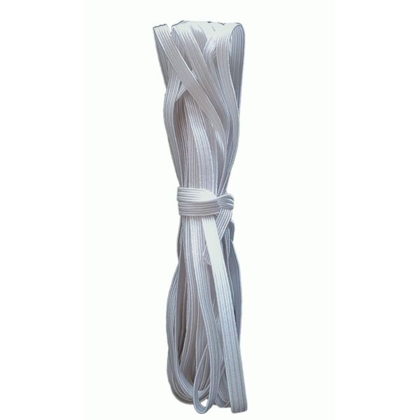 White Elastic 3mm Cord String Flat Stretch Latex Braided Sewing Elasticated Mask Band Strap (3 Metres)
