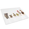 White Farm Animals Collage Glass Placemat Kitchen Table Worktop Saver Protector