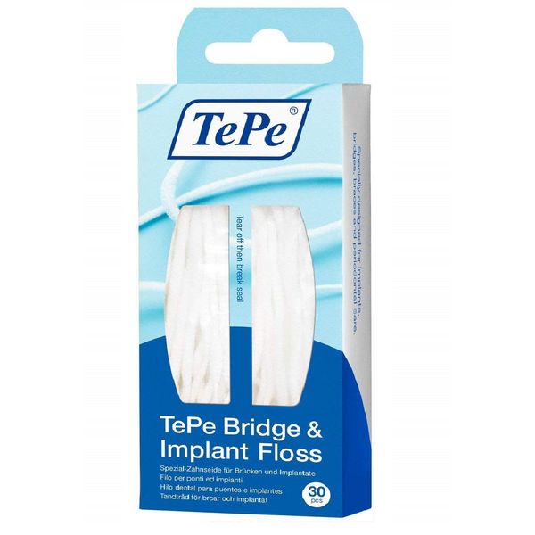 2 TePe Bridge & Implant Floss 30 Pieces Each