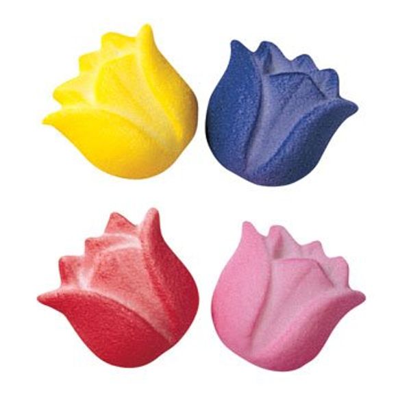 Item#37831 - Small Tulips Molded Sugar Cake/Cupcake Decorations - 12 ct