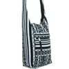TPFBazaar Diamond Pattern Cotton Canvas Hippie Shoulder Bag - Black White