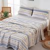 Yibeizi Striped Printed Sheet Set King, Boho Pattern Bed Sheets Fall Bedding Sheets & Pillowcases Soft Microfiber 15" Extra Deep Pocket Fitted Bedsheet 4 Piece