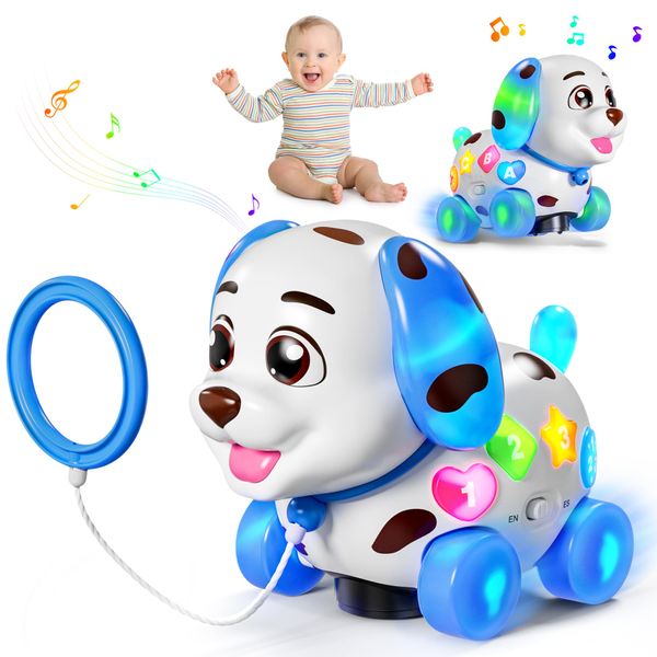 Musical Toy for 1 Year Old Boy Girl, Baby Learning Toy for 6-12-18 Months, Puppy Toddler Toys for 1 Year Old Girl Gift, Bilingual Educational Toy with Music Light, 1st Birthday Gift for Toddlers 1-2