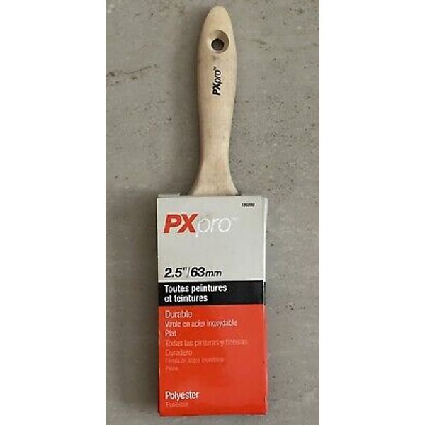 Pxpro 2.5" / 63mm Paint Brush. Durable, Stainless Steel Ferrule, Flat. 1 Pk.