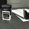 MaxMark Office Self Inking Date Stamp with Phrase Scanned - 2 Color Blue/Red Ink