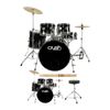 Crush Drums AL528-900 5 Piece Drum Set Black Wrap with Throne and 5A Drumsticks