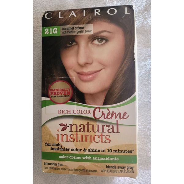 CLAIROL Natural Instincts HAIR COLOR DYE MEDIUM GOLDEN BROWN #21G NOS distressed