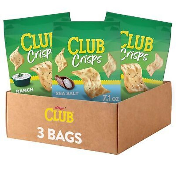 Club Cracker Crisps, Baked Snack Crackers, Party Snacks, Variety Pack (3 Bags)