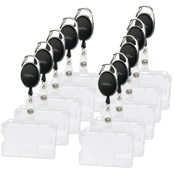 General Office Kartenhalter mit Jojo: Ausweishülle aus Hartplastik, 60-cm-Jojo-Befestigungs-Clip, 10er-Set (Ausweishalter Hartplastik, Kartenhüllen, Kartenhülle Schlüsselanhänger)