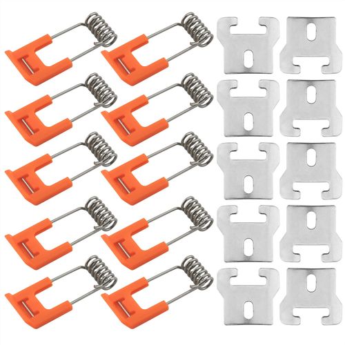DGHAOP 10pcs Downlight Panel Lamp Spring Clip 19x22mm Light Emitting Diode Recessed Lighting Accessories (T-Shaped Iron Piece + Orange Spring Hook)