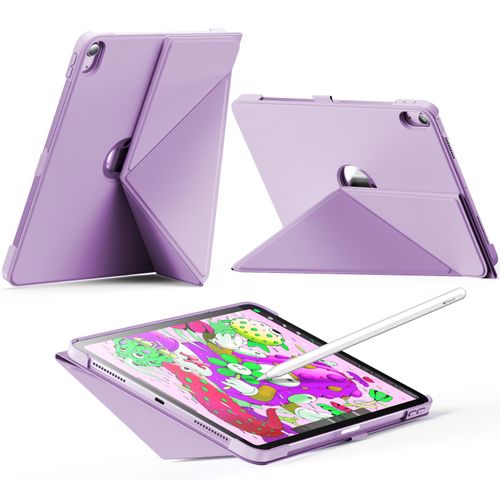 INFILAND Case for iPad Air 11-inch M3 (2025) / M2 (2024), iPad Air 5th (2022) / 4th Generation (2020) 10.9 Inch, Slim Magnetic Origami Stand Cover with Pencil Holder, Auto Wake/Sleep, Lilac Purple
