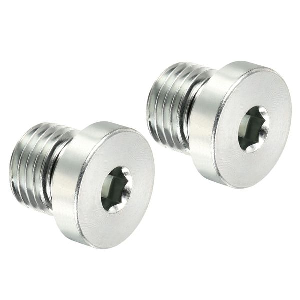 PATIKIL M14*1.5 Internal Hex Head Pipe Fitting Plug 2pcs Male Thread 45# Steel Socket Plug with Sealing Ring for Pipe Termination