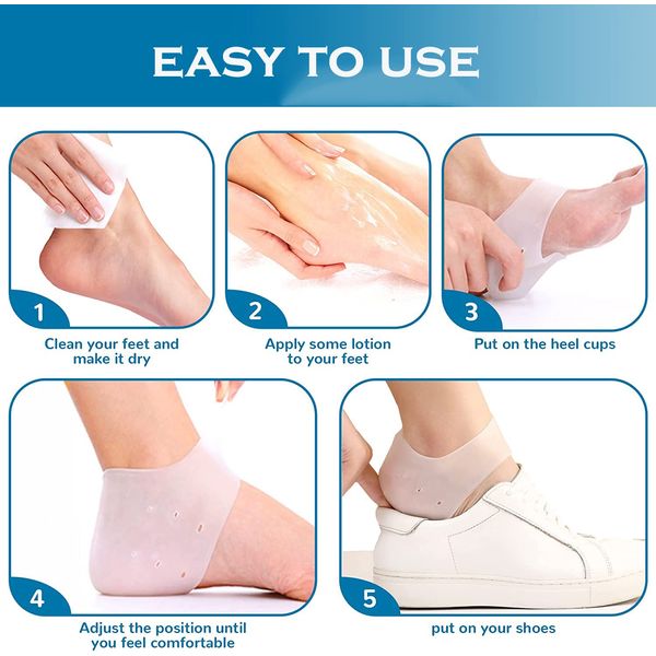 Silicone Heel Pads, 4 Pairs of Heel Sleeves, Gel Heel Protectors for Plantar Fasciitis, Achilles Tendonitis, Bone Spurs, Heel Cups, Heel Pads, Heel Cushions for Relief of Heel Pain/Pressure