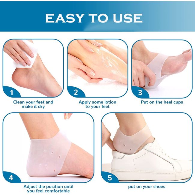 Silicone Heel Pads, 4 Pairs of Heel Sleeves, Gel Heel Protectors for Plantar Fasciitis, Achilles Tendonitis, Bone Spurs, Heel Cups, Heel Pads, Heel Cushions for Relief of Heel Pain/Pressure