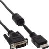 InLine 17661 HDMI-DVI Adapterkabel, 19pol Stecker auf 18+1 Stecker, mit Ferrit, 1m