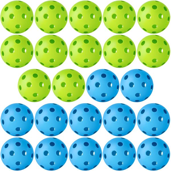 24 Pack Baseball Practice Baseballs Plastic Hollow Airflow Soft Balls for Hitting, Baseball Training Indoor Outdoor Use (Green and Blue)