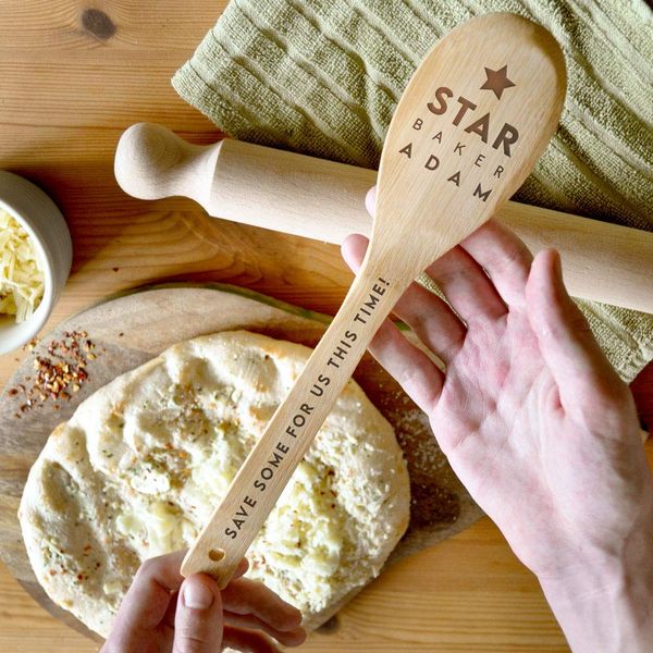 Personalised Star Baker Wooden Spoon, Laser Engraved Bake Off Prize Winners Award Trophy, Baking Cooking Kitchen Baking Gifts for Her Him Mum Dad Nana