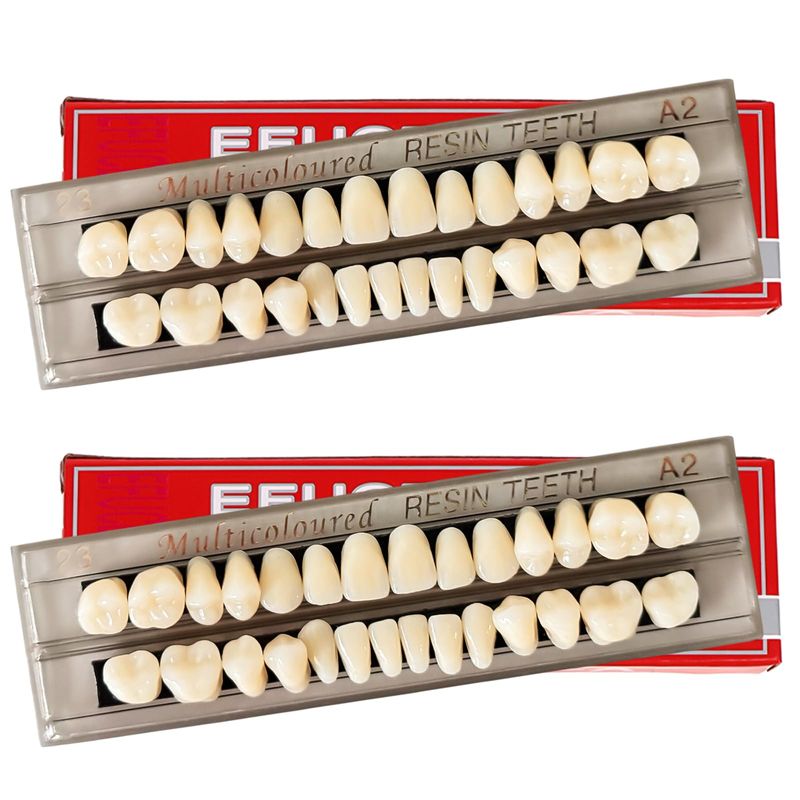 56 Pieces False Teeth, 2 Sets Whole Teeth Synthetic Polymer Denture ...