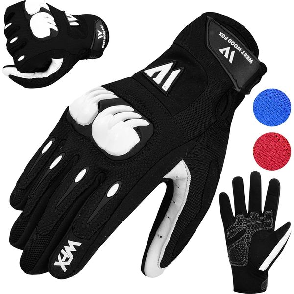 WESTWOOD FOX Motorbike gloves for men and women,Breathable, Touchscreen, Palm Pads motorcycle gloves for BMX,Cycling, ATV,MTB Racing,Road Racing,climbing,Hiking,and outdoor activities (Black, L)