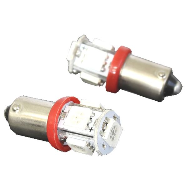 5 Row SMD/LED Bulb BA9S (G14) Red Base Set of 2