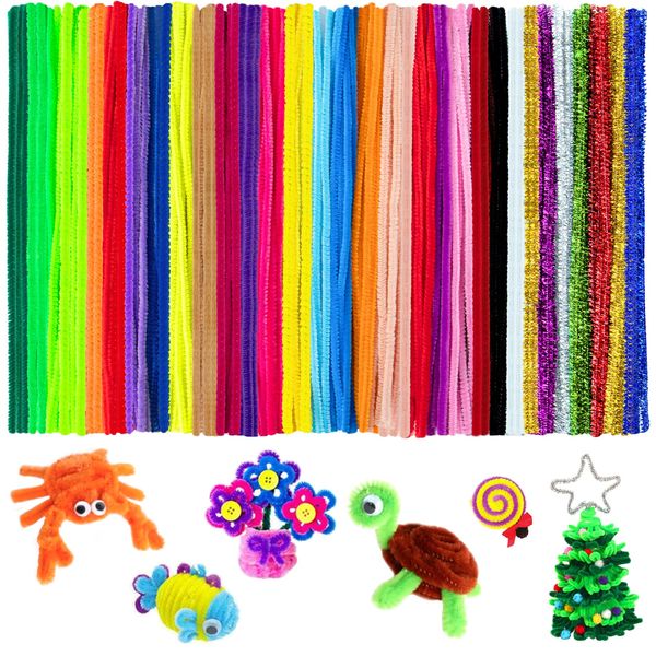 Acerich 600 Pcs Pipe Cleaners 30 Colors Chenille Stems DIY Art Craft Decorations (7 mm x 12 Inch)