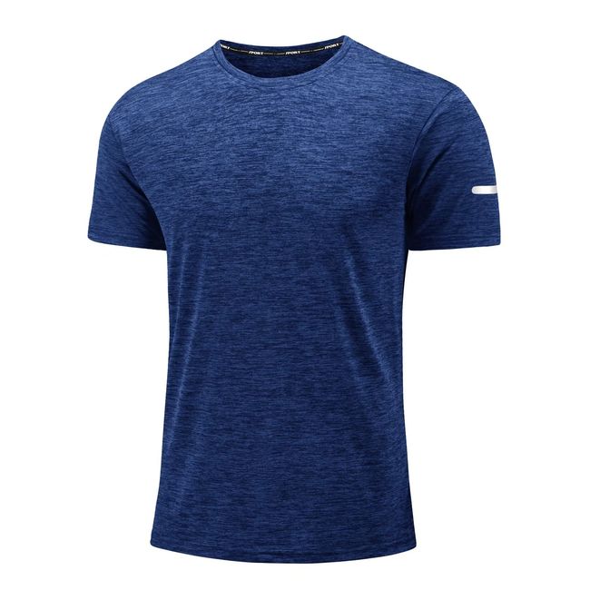 MAGCOMSEN Herren Laufshirts Schnelltrocknend Fitnessshirts Rundhals Sport T-Shirts Leicht Kurzarm Männer Outdoor Wandershirts Atmungsaktiv Sommershirts Casual Basic Tshirt Königsblau L