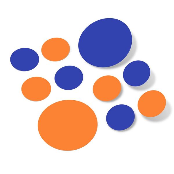 Blue/Orange Vinyl Wall Stickers - 2 & 4 inch Circles (30 Decals)
