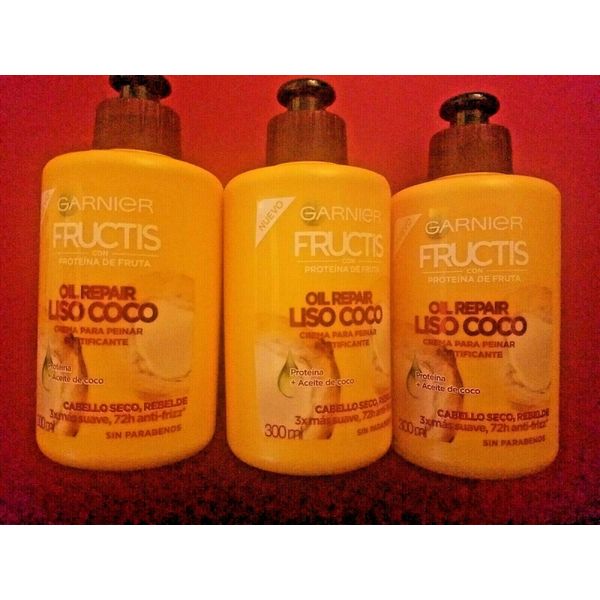 3 PACK GARNIER LISO COCO  LEAVE IN CONDITIONER  /PARA CABELLO SECO REBELDE 