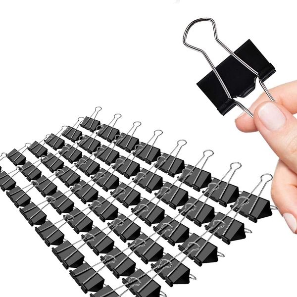 Medium Binder Clips, 36 Pack, 1-1/4 Inch, Standard 32mm, Black, Capacity 0.6 Inch, 1.25 Inch Medium Clips, Fold Clamp, Office Supplies