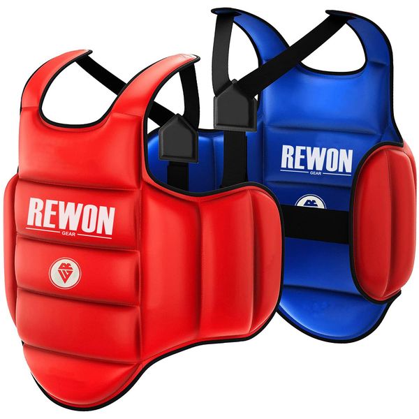 REWON Körperschutz Boxen Kampfsport, Reversible Kickboxen Bauchschutz, MMA Boxen Muay Thai, Karate Kampfweste, Körperschutzweste Taekwondo Brustschutz Körperpanzer Chest Guard