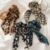 4 Pcs Leopard Hair Scrunchies Leopard Print Bow Elastics Leopars Hair Ties Rabbit Ear Leopard Bow Hair Scrunchies for Women and Girls
