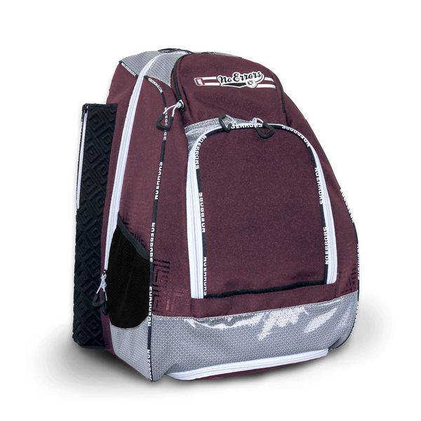 No Errors Sports RBP Rookie Baseball and Softball Backpack - Baseball and Softball Bat Bag with Fence Hooks for Kids, 2 Bat Pockets Bag for Boys and Girls(Maroon)