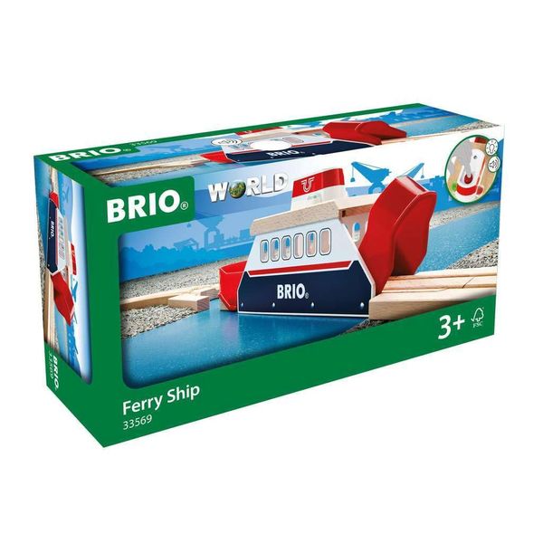 BRIO World 33569 - Ferry Ship - 3 Piece Wooden Toy Train Set for Kids | Interactive Light and Sound Features | Compatible with All BRIO Train Tracks | Ideal for Ages 3 and Up