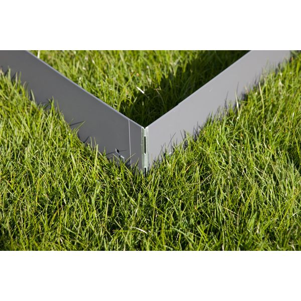 Ecke für Rasenkante Metall - Passend zu unseren 120cm Langen Rasenkanten - 2er Set Ecke für Beeteinfassung Metall -Höhe 13,5 cm - Ideal für Garten Beeteinfassung & Wegbegrenzung - Feuerverzinkt, grau