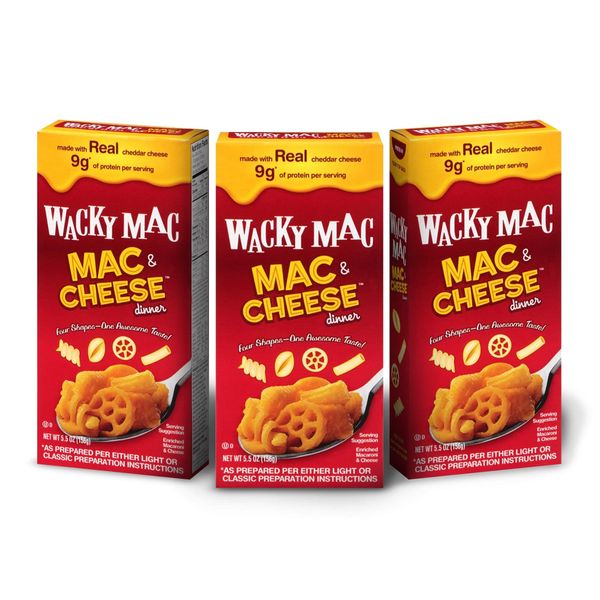 Wacky Mac, Mac and Cheese - Macaroni and Cheese Flavour - Microwave Food Ready Meal - Real Cheesy Pasta Sauce in Minutes - Pack of 3, 156g