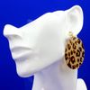 bluebubble EXOTIC Animal Print Large Round Disc Stud Dangle Earrings (Wild Leopard - Brown Black)